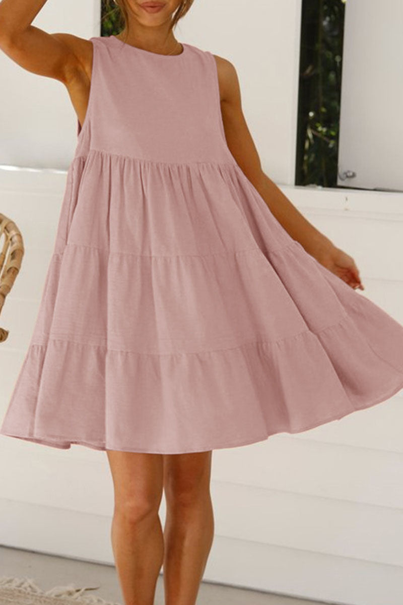 Stilla | Mode Afslappet Solid Patchwork O Hals Prinsessekjoler
