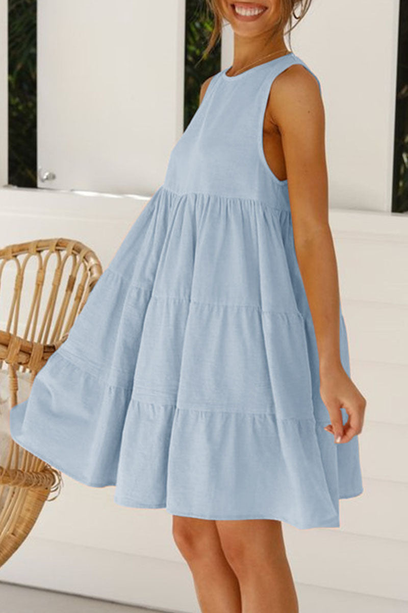 Stilla | Mode Afslappet Solid Patchwork O Hals Prinsessekjoler