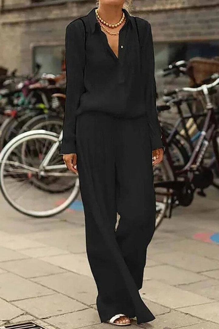 Stilla | Mode Street Solid Patchwork Nedfoldet Krave Lang Ærme to Deler