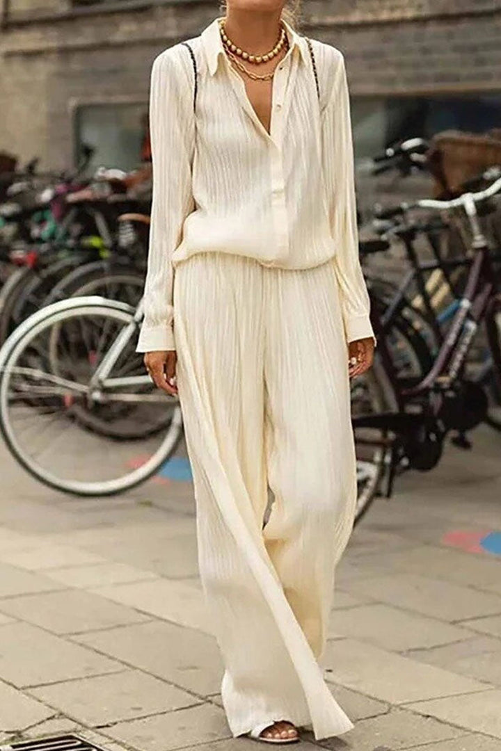 Stilla | Mode Street Solid Patchwork Nedfoldet Krave Lang Ærme to Deler