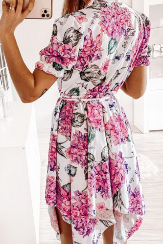 Stilla | Mode Elegant Blomster Frenulum V-hals Uregelmæssige Kjoler