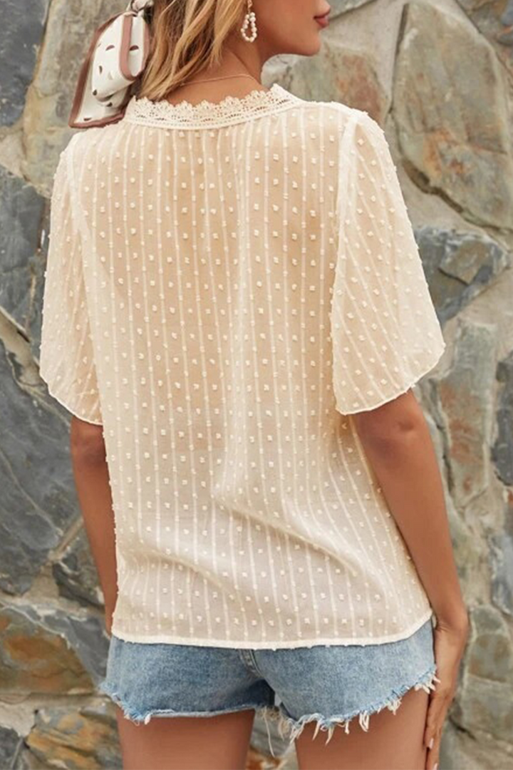 Stilla | Mode Elegant Solid Blonde Split Joint V-hals Toppe