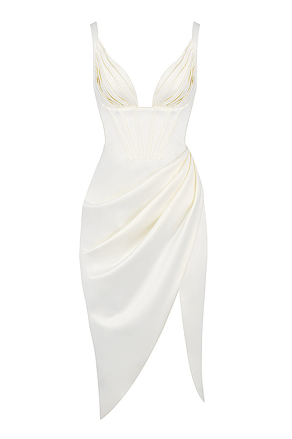 Stilla | Satin Plisseret Midikjole