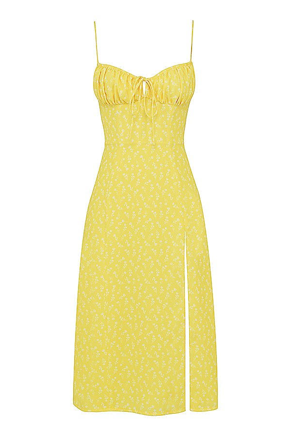 Stilla | Blomstret Bustier Midikjole