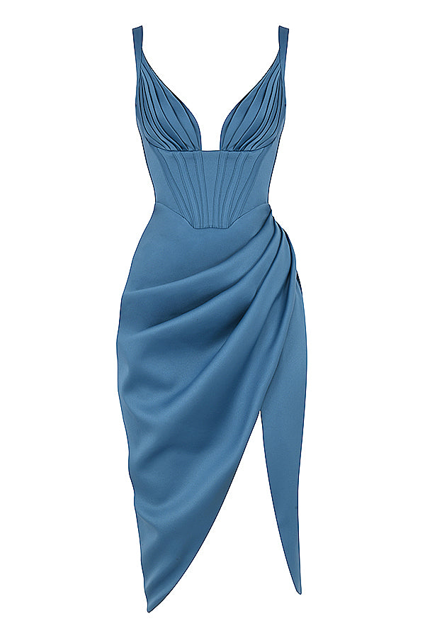 Stilla | Satin Plisseret Midikjole