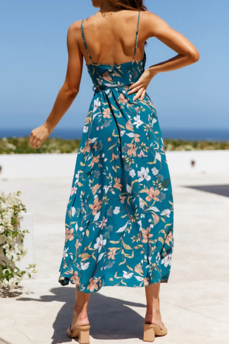 Stilla | Mode Elegant Floral Split Joint V-hals A-linje Kjoler