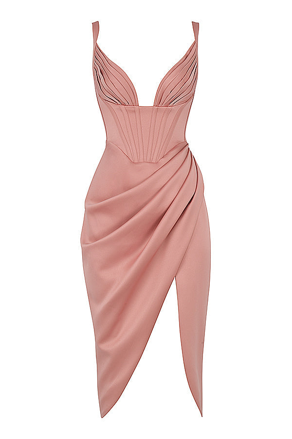 Stilla | Satin Plisseret Midikjole