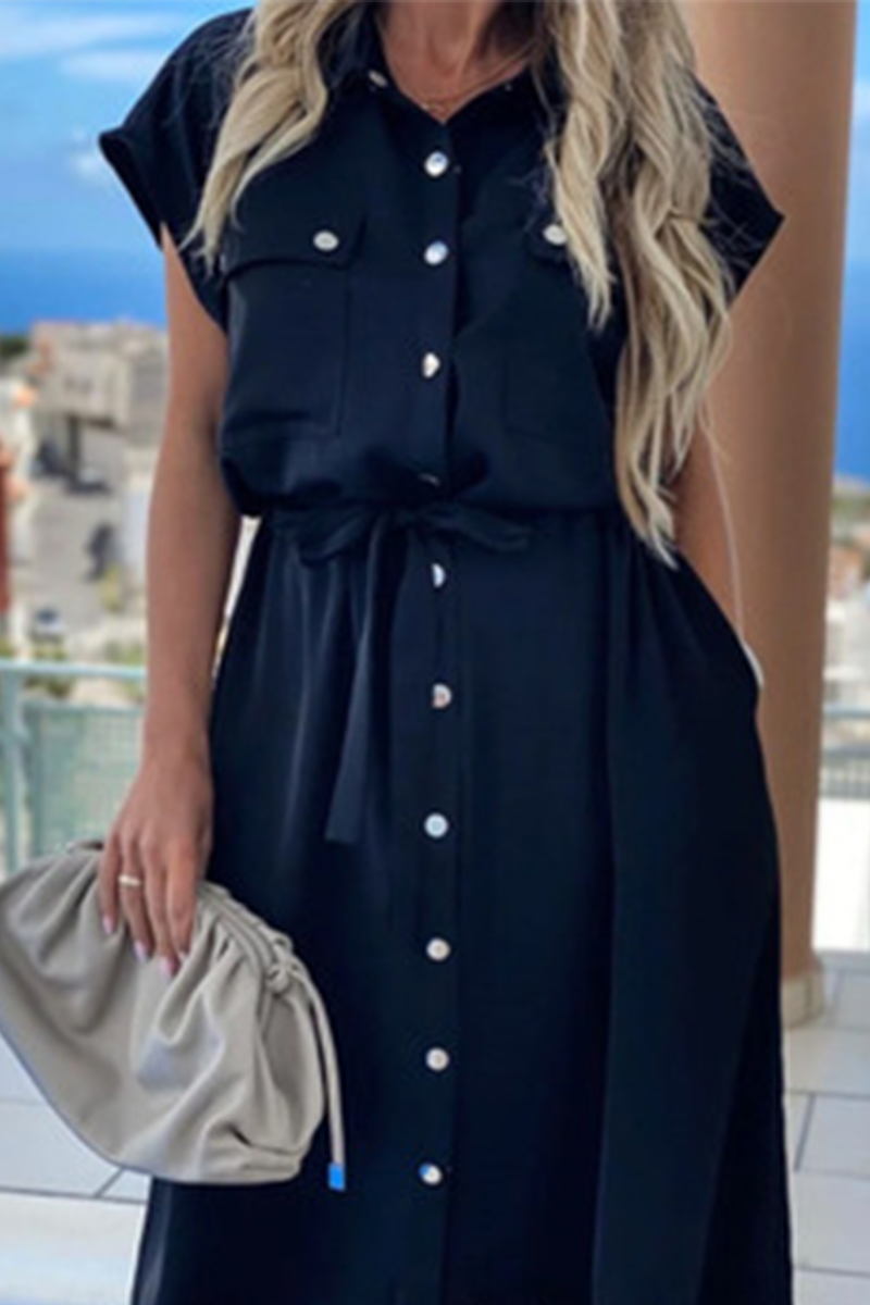 Stilla | Mode Elegant Solid Frenulum Spænde Polo Krave A-linje Kjoler