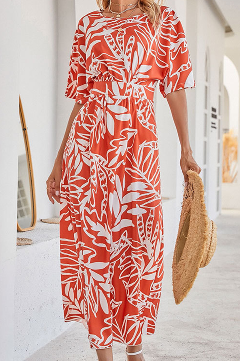 Stilla | Mode Elegant Floral Split Joint O-hals A-linje Kjoler