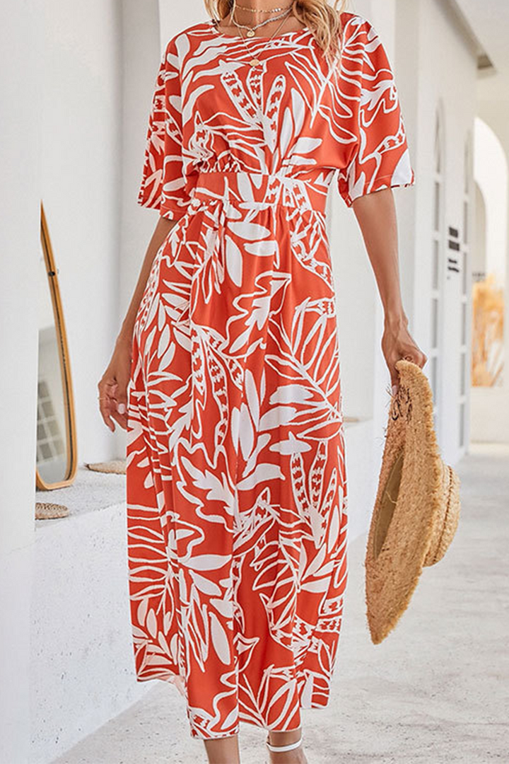 Stilla | Mode Elegant Floral Split Joint O-hals A-linje Kjoler