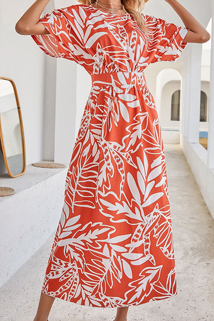 Stilla | Mode Elegant Floral Split Joint O-hals A-linje Kjoler
