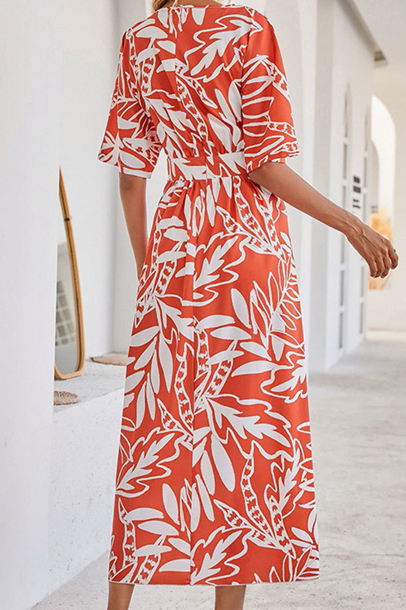 Stilla | Mode Elegant Floral Split Joint O-hals A-linje Kjoler