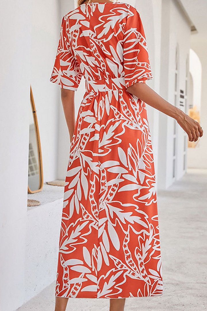 Stilla | Mode Elegant Floral Split Joint O-hals A-linje Kjoler