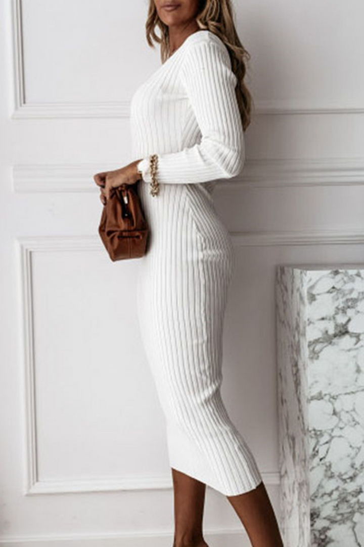 Stilla | Robe midi bodycon i kraftig ribstrik