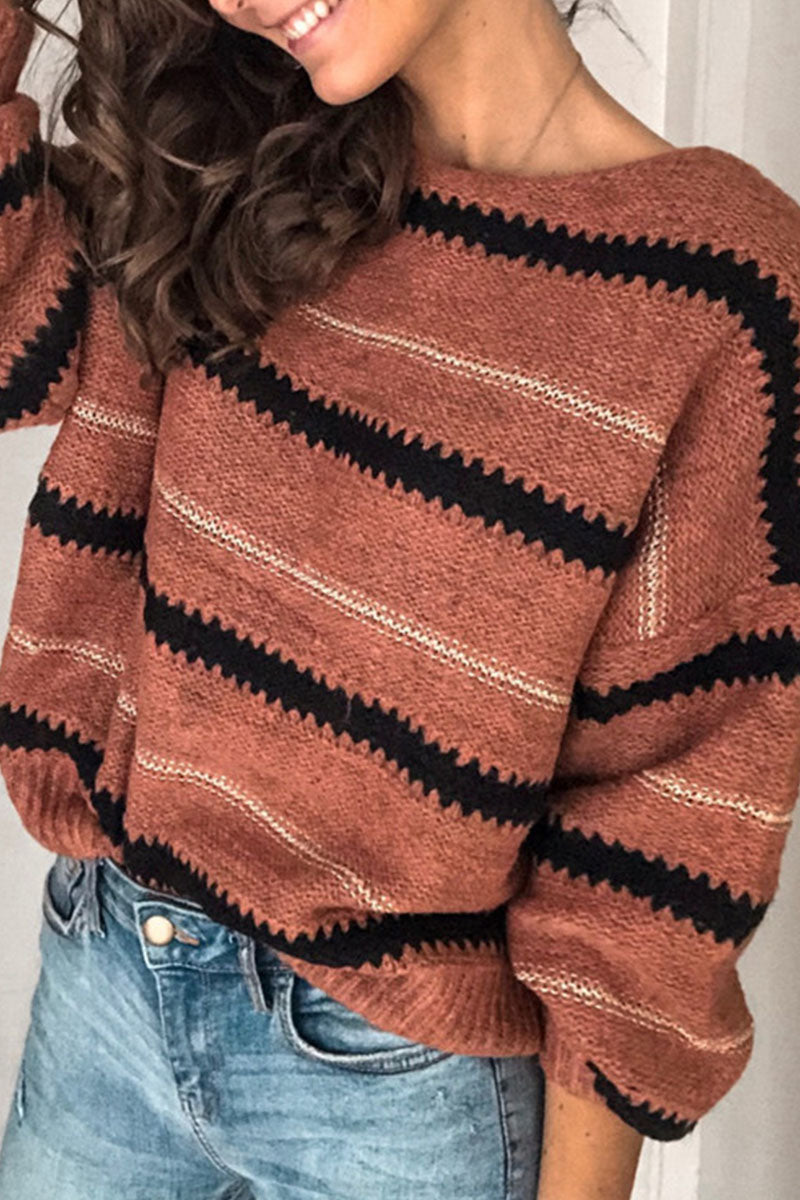 Stilla | Casual Stribet Rundhals Pullover