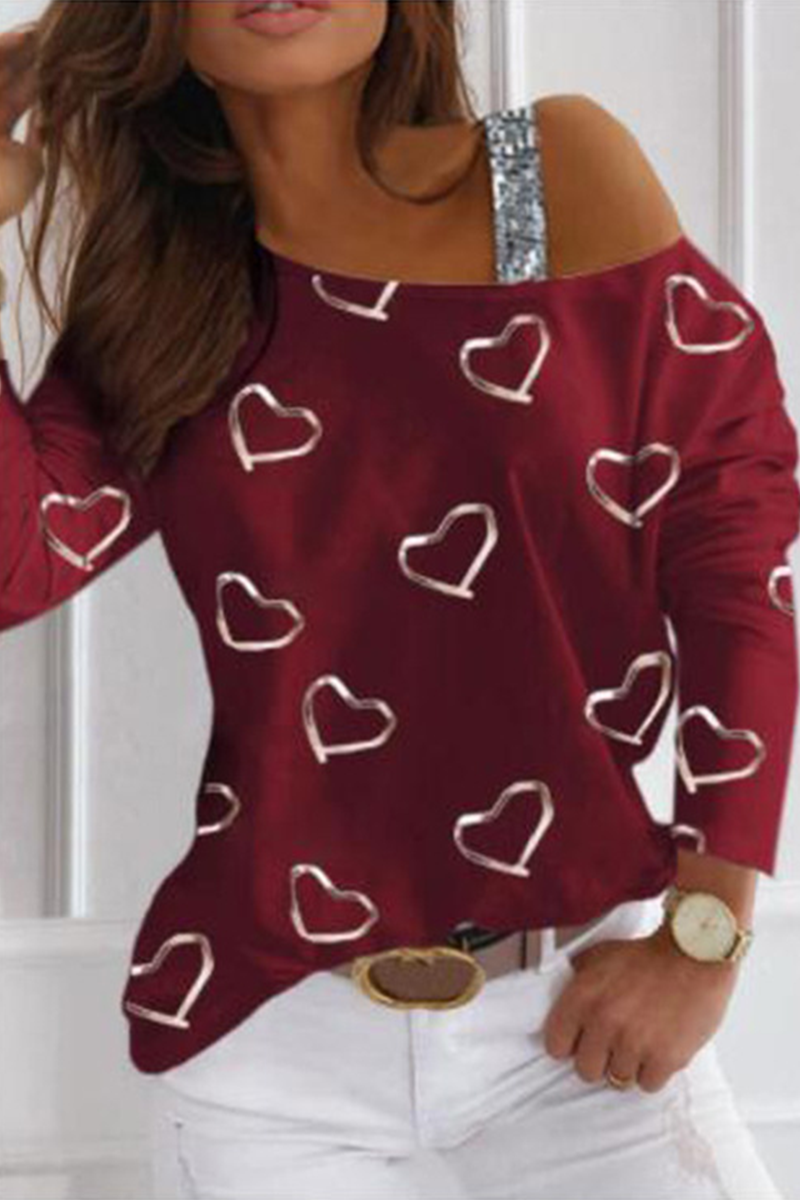 Stilla | Casual Trykt Patchwork Toppe Med Skrå Kraver