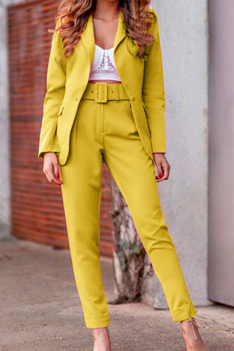 Stilla | Mode Casual Solid Patchwork Omslaget Krave Lange Ærmer To Dele