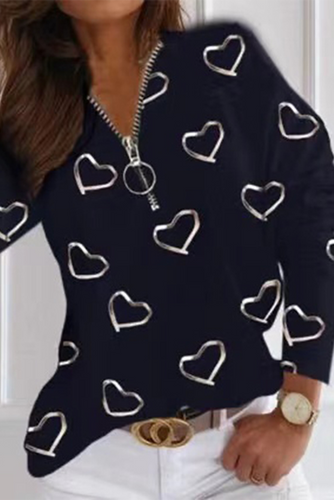 Stilla | Løs Streetwear Patchwork Top Med Lynlås Og V-udskæring
