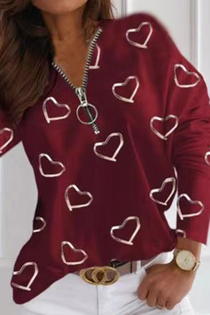 Stilla | Løs Streetwear Patchwork Top Med Lynlås Og V-udskæring