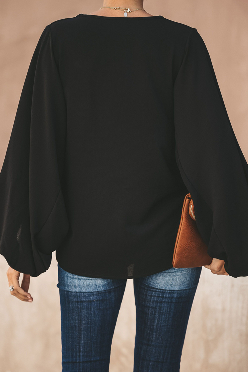 Stilla | Mode Elegant Solid Patchwork V-hals Toppe