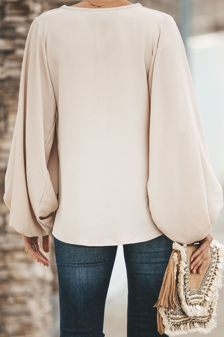 Stilla | Mode Elegant Solid Patchwork V-hals Toppe
