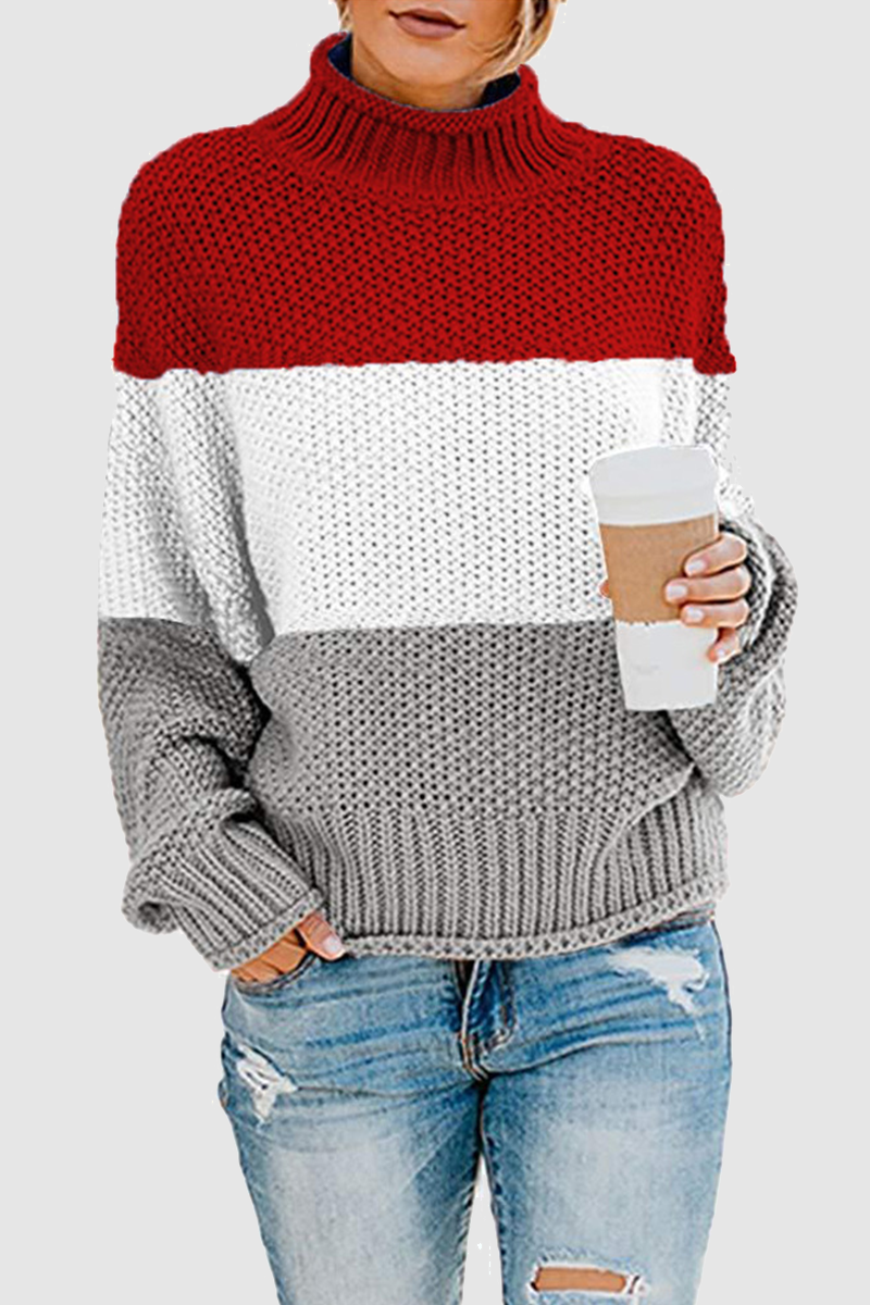 Stilla | Lækkert Sweatshirt Med Kontrastfarvet Rullekrave Patchwork