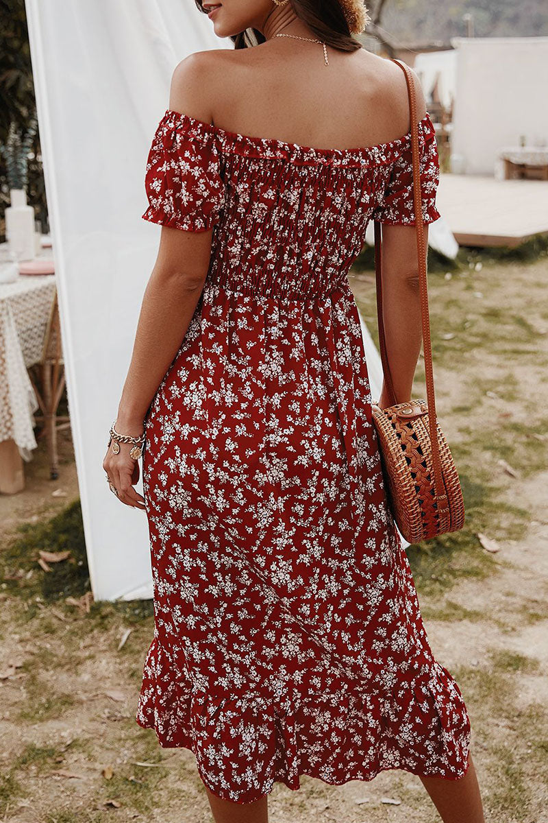 Stilla | Mode Street Print Patchwork Off the Shoulder A-linie Kjoler