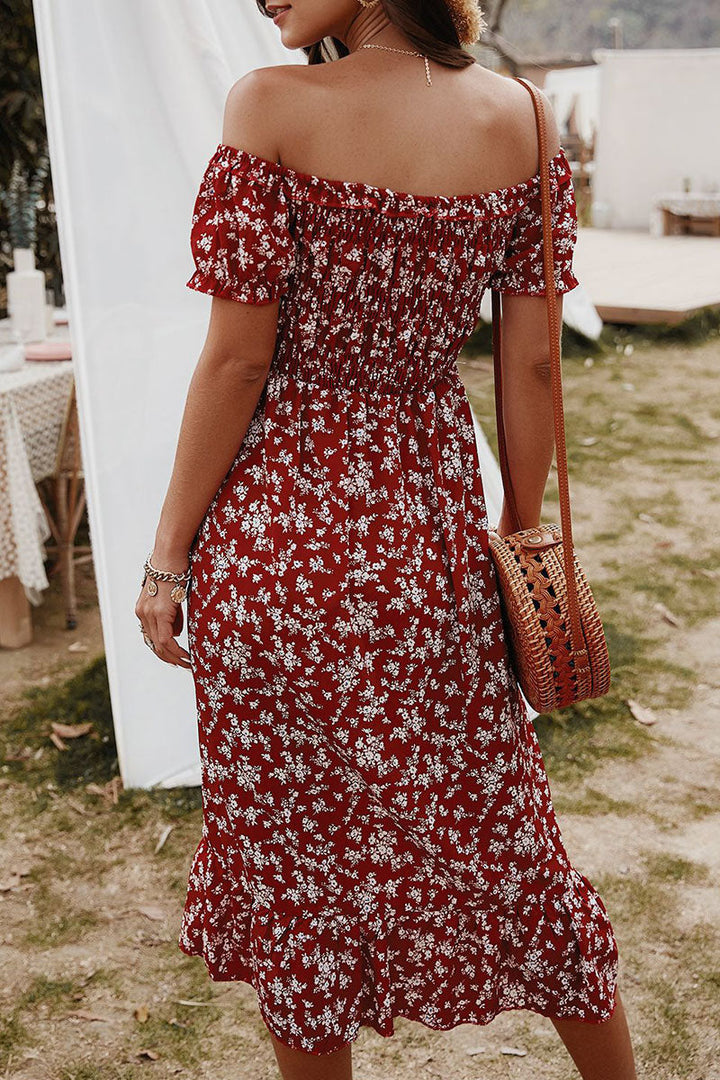 Stilla | Mode Street Print Patchwork Off the Shoulder A-linie Kjoler