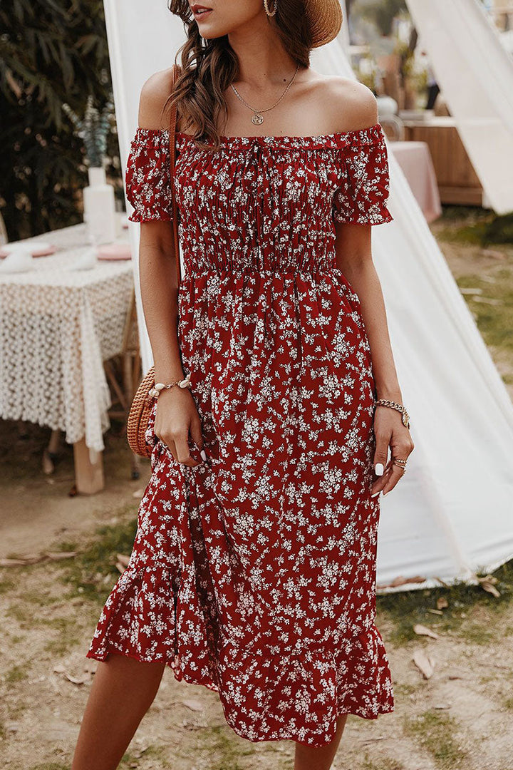 Stilla | Mode Street Print Patchwork Off the Shoulder A-linie Kjoler