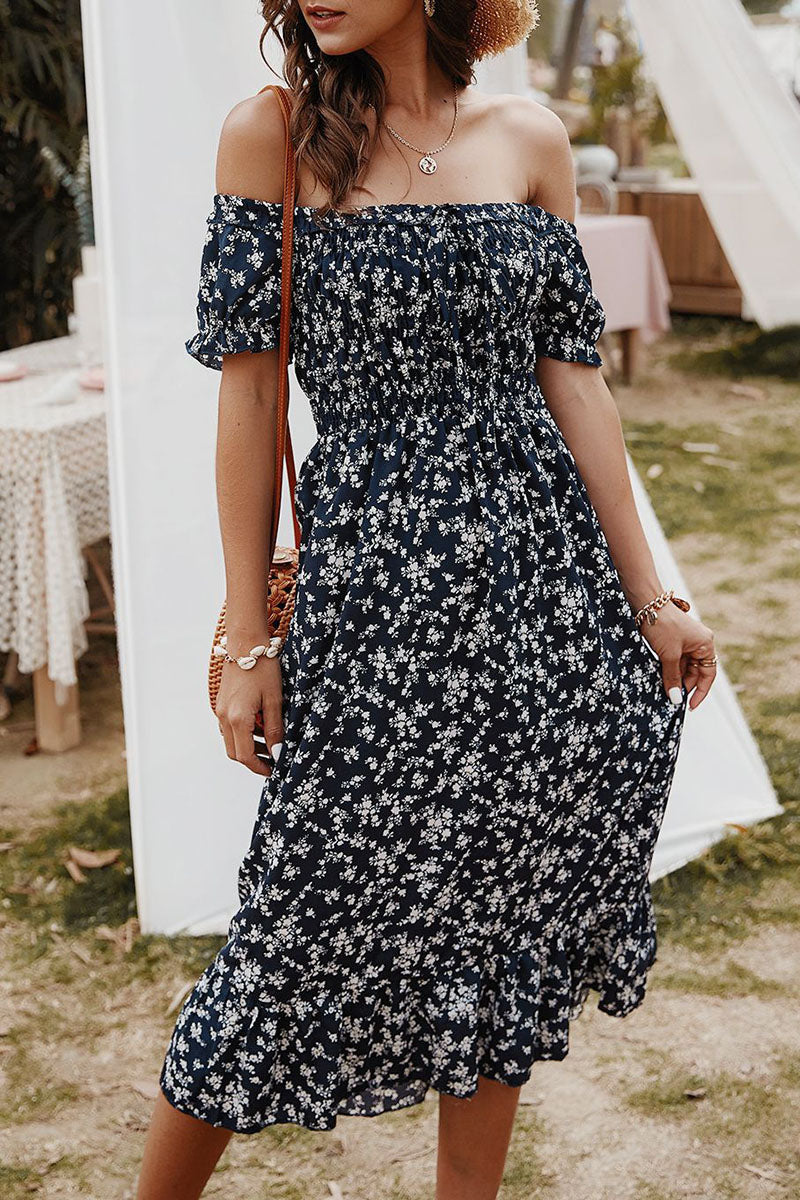 Stilla | Mode Street Print Patchwork Off the Shoulder A-linie Kjoler