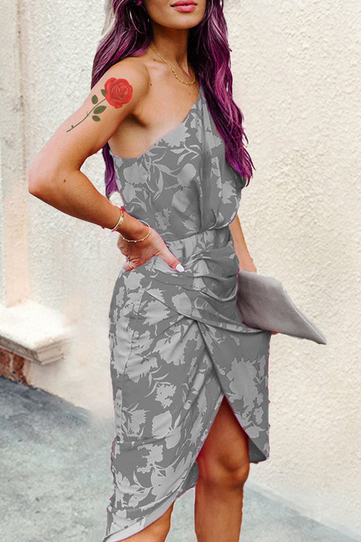 Stilla | Mode Street Print Patchwork Off Shoulder Unregelmäßige Kleider