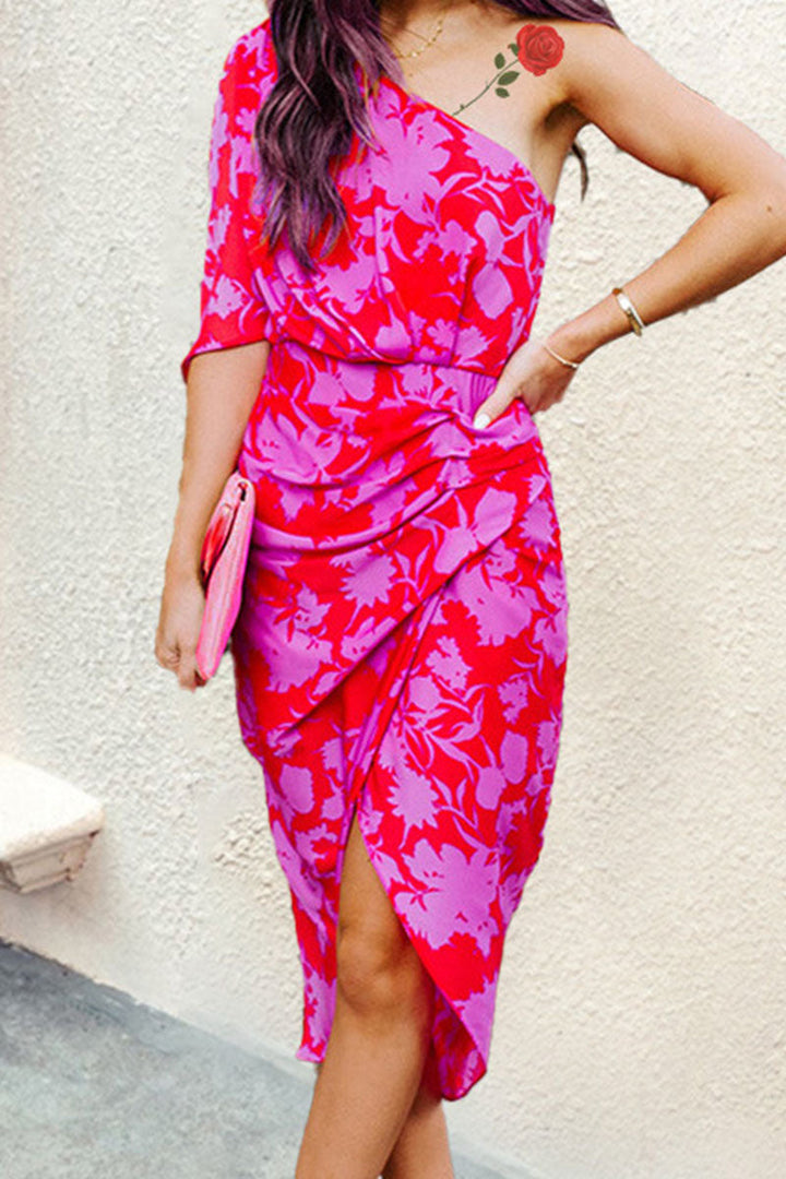 Stilla | Mode Street Print Patchwork Off Shoulder Unregelmäßige Kleider