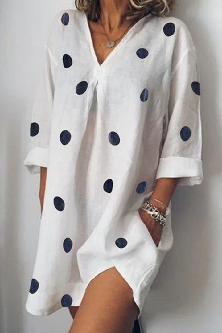 Stilla | Lette Plet Patchwork Kjoler Med Slids Og V-hals