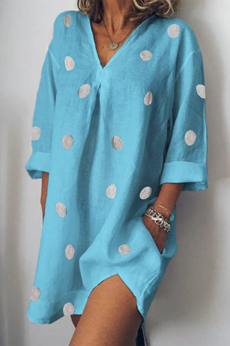 Stilla | Lette Plet Patchwork Kjoler Med Slids Og V-hals