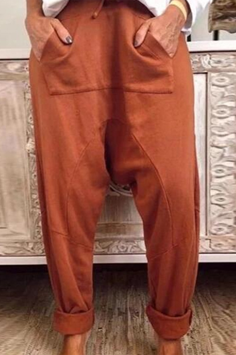 Stilla | Bred Skåret ensfarvet Harlan Bukser med snor og lomme