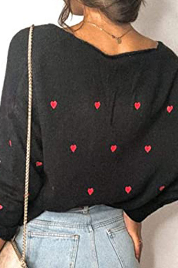 Stilla | Basic Løs Pullover Med V-udskæring Trykt
