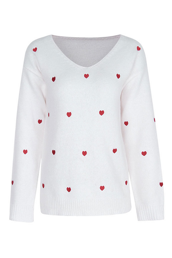 Stilla | Basic Løs Pullover Med V-udskæring Trykt