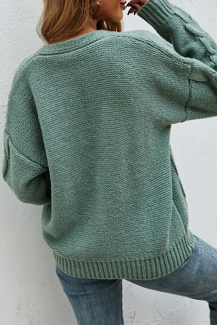 Stilla | Læder V-udskæring Pullover Med Fast Sløjfe