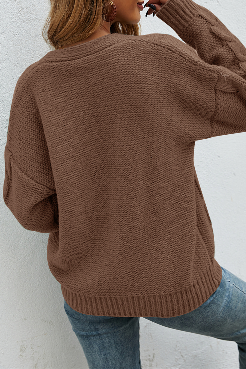 Stilla | Læder V-udskæring Pullover Med Fast Sløjfe