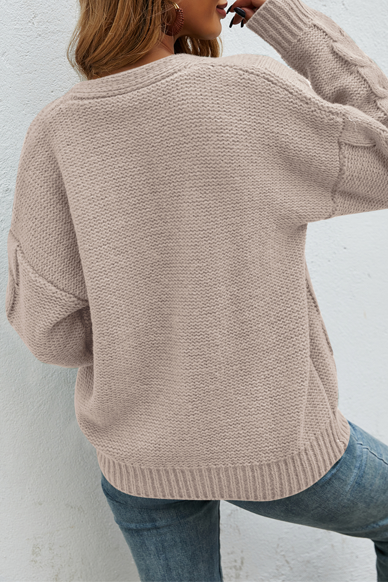 Stilla | Læder V-udskæring Pullover Med Fast Sløjfe