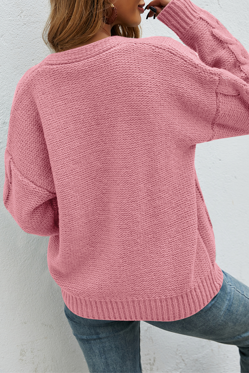 Stilla | Læder V-udskæring Pullover Med Fast Sløjfe