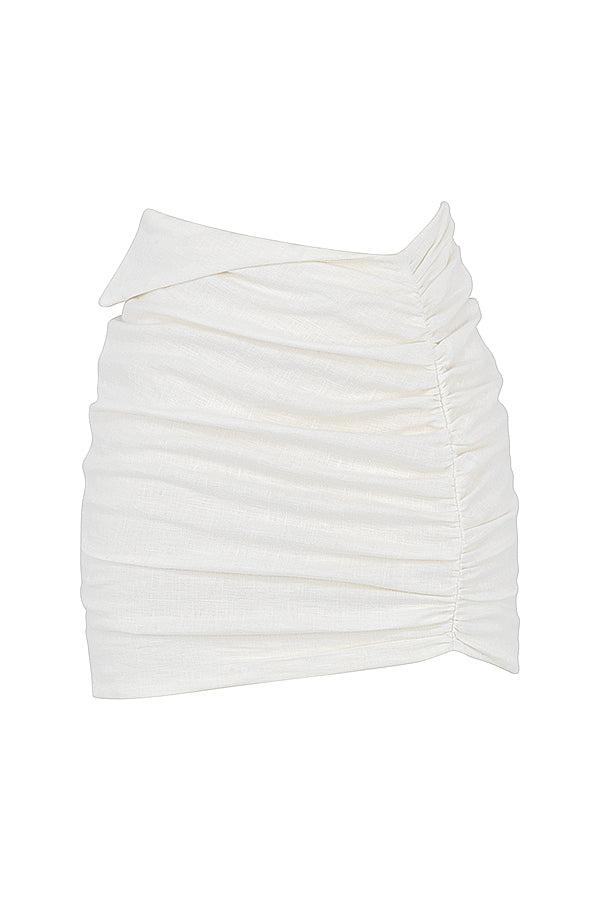 Stilla | Off White Cropped Slå Om Skjorte Med Foldet Talje Mini Nederdel