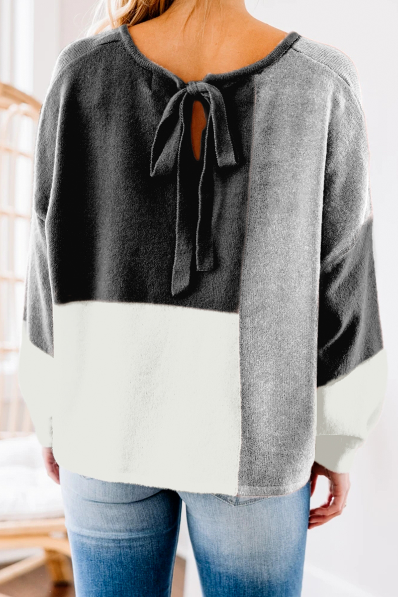 Stilla | Pullover Løs Patchwork Med Rund Halsudskæring Og Kontrasterende Overdel