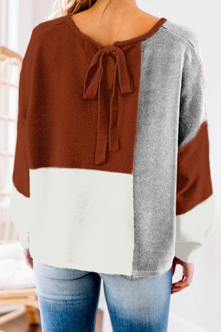Stilla | Pullover Løs Patchwork Med Rund Halsudskæring Og Kontrasterende Overdel