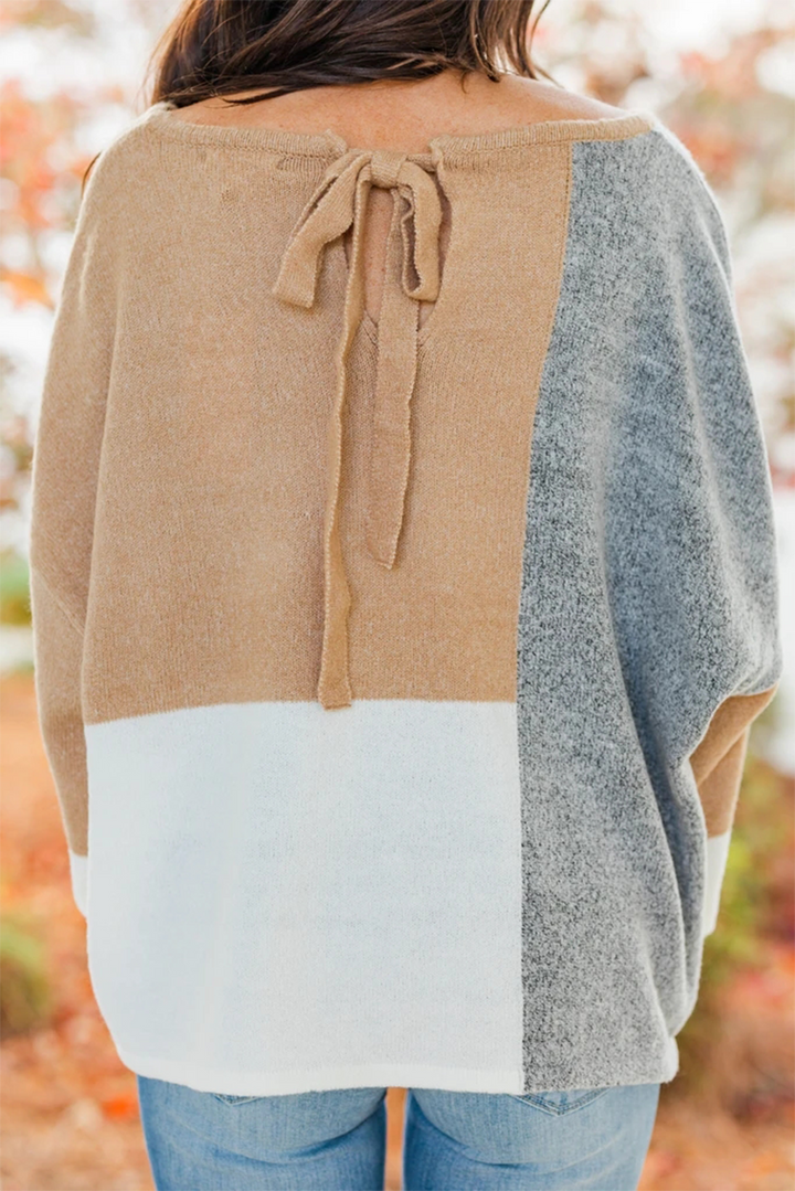 Stilla | Pullover Løs Patchwork Med Rund Halsudskæring Og Kontrasterende Overdel