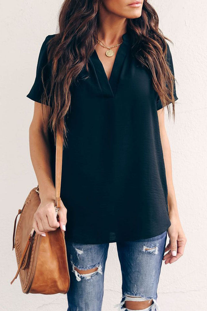 Stilla | Bluse i Patchwork Stil med V-udskæring og Mode Afslappet