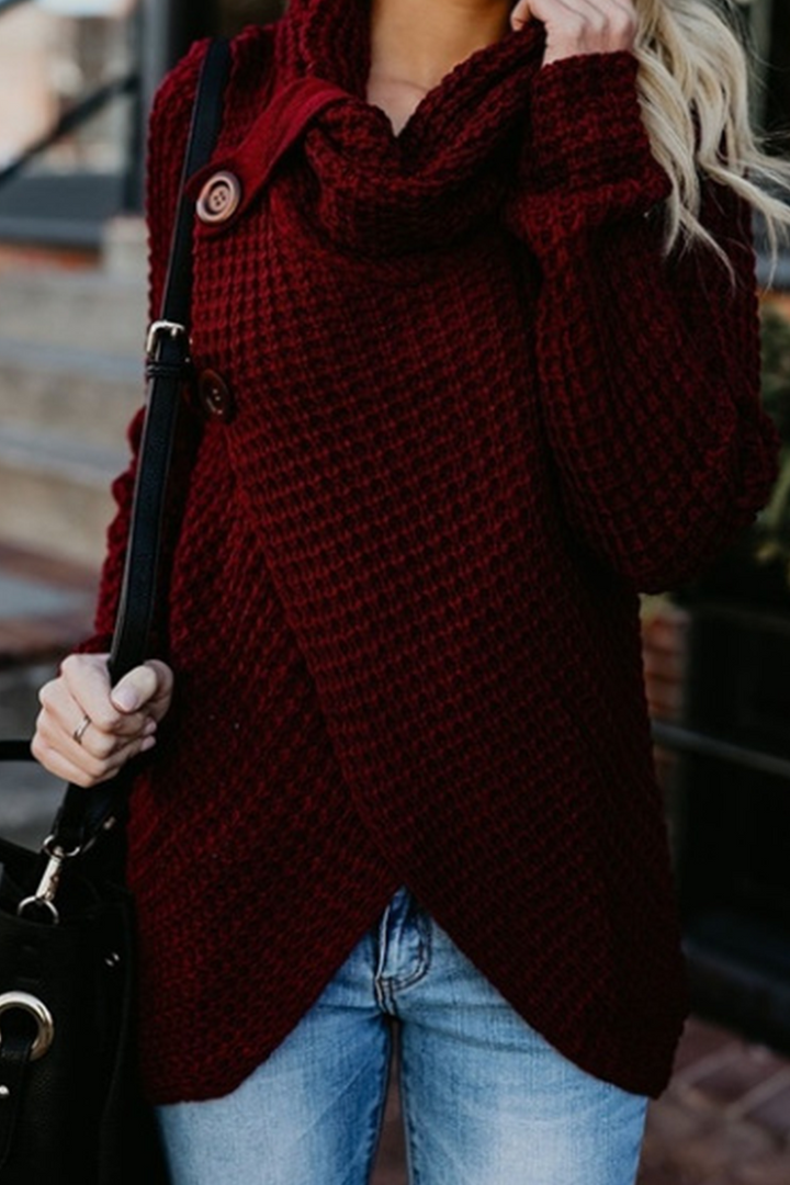 Stilla | Casual Rullekrave Sweater Med Fast Sløjfe