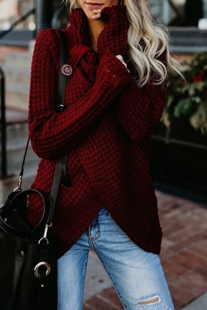 Stilla | Casual Rullekrave Sweater Med Fast Sløjfe