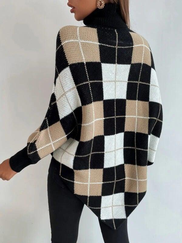 Stilla | Elegant Pullover Med Geometrisk Print og Høj Udsnit
