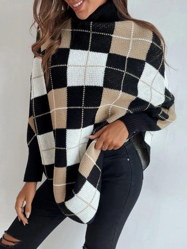 Stilla | Elegant Pullover Med Geometrisk Print og Høj Udsnit